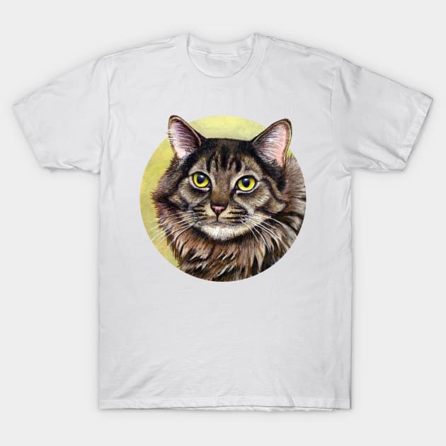 Cute Brown Tabby Cat T-Shirt by rebeccawangart